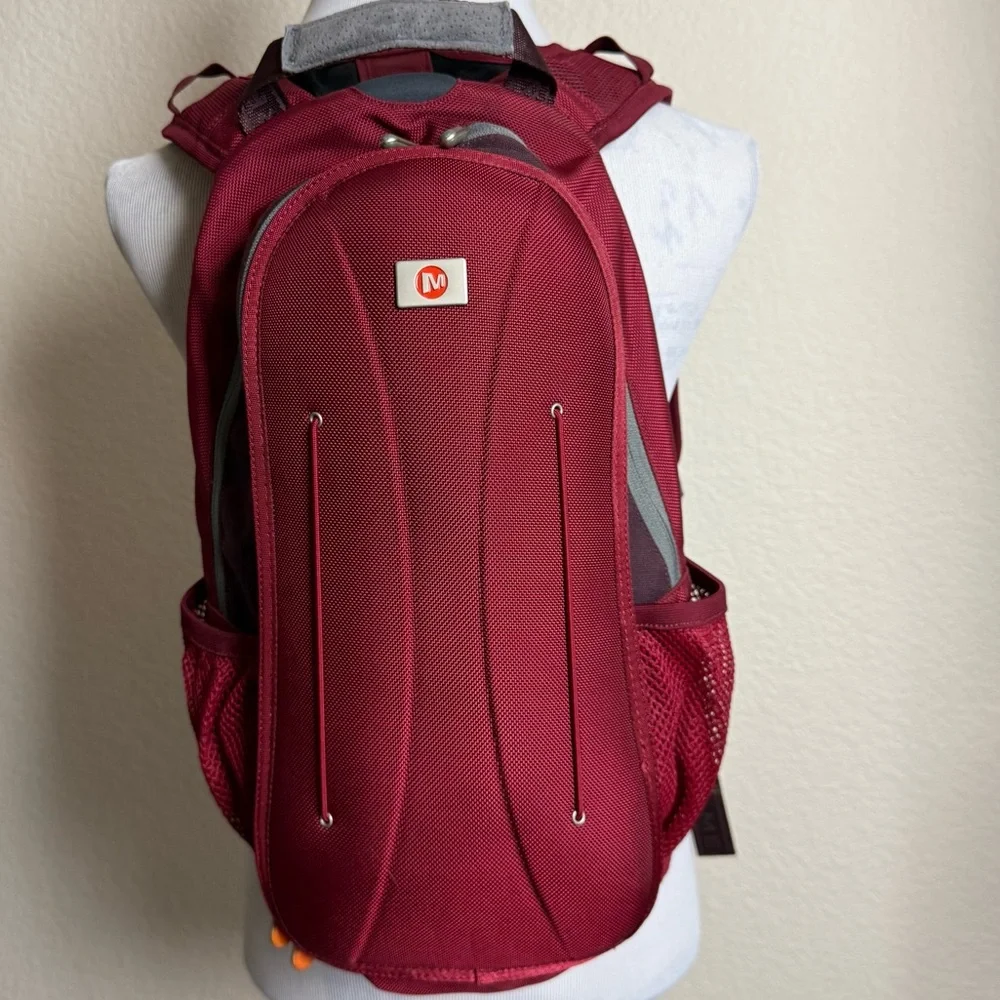 Merrell‎ Backpack Dark Red Canvas Hard Shell Hiking Medium Unisex Outdoor